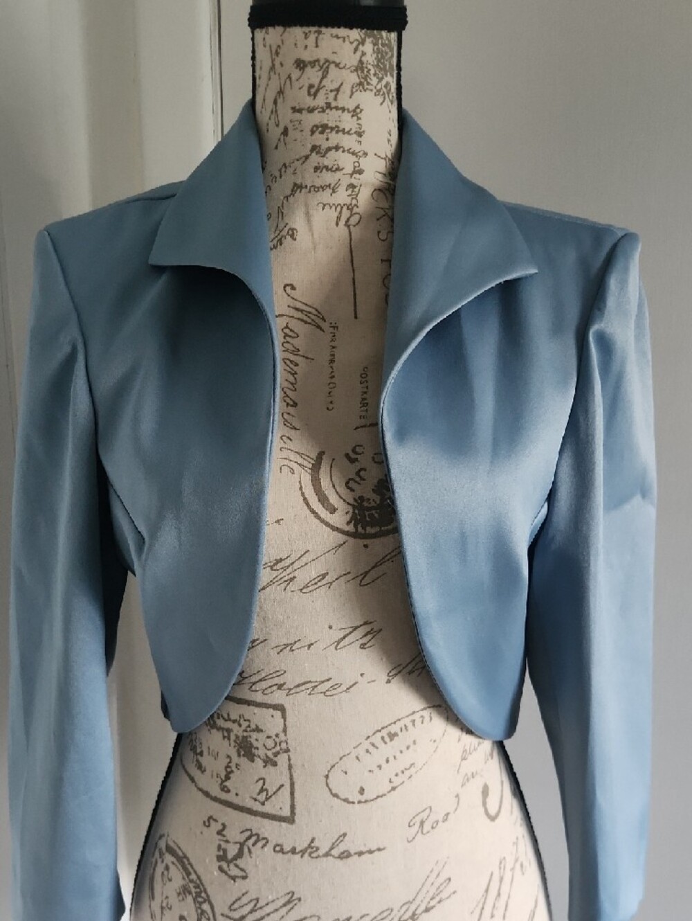 Classic Light Blue Midi Dress with Cropped Jacket - Picture 9 of 9
